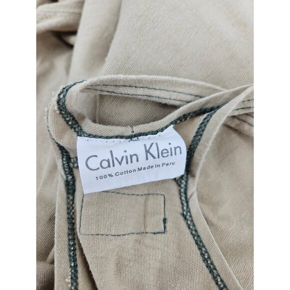 VTG Calvin Klein One Piece Bodysuit Mens XL Beige Cotton Unitard Tank - Picture 4 of 7
